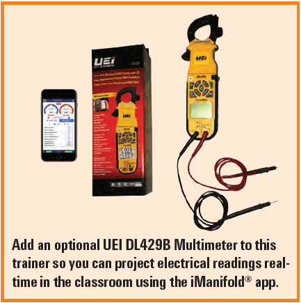 UEI-DL429B Multimeter with Smartphone showing iManifold App