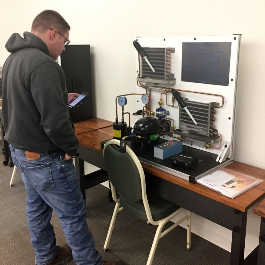 Nick Nelson with the TU-701 Table Top Heat Pump Trainer 